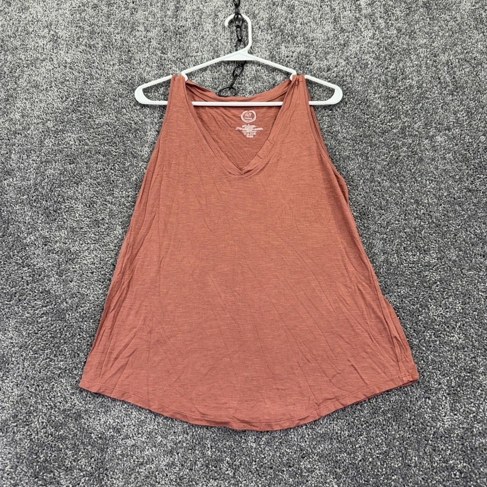 Maurices Tank Top Womens S Orange Pink 24/7 V Neck Jersey Relaxed Summer
